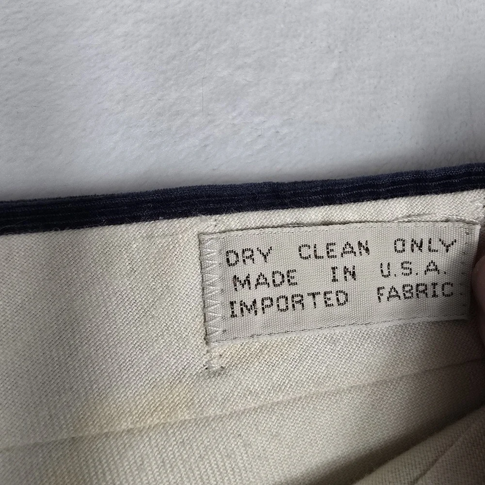 Majer Slacks Men's Vintage Pleated Corduroy Navy Blue‎ Size 36x32 Dress Pants